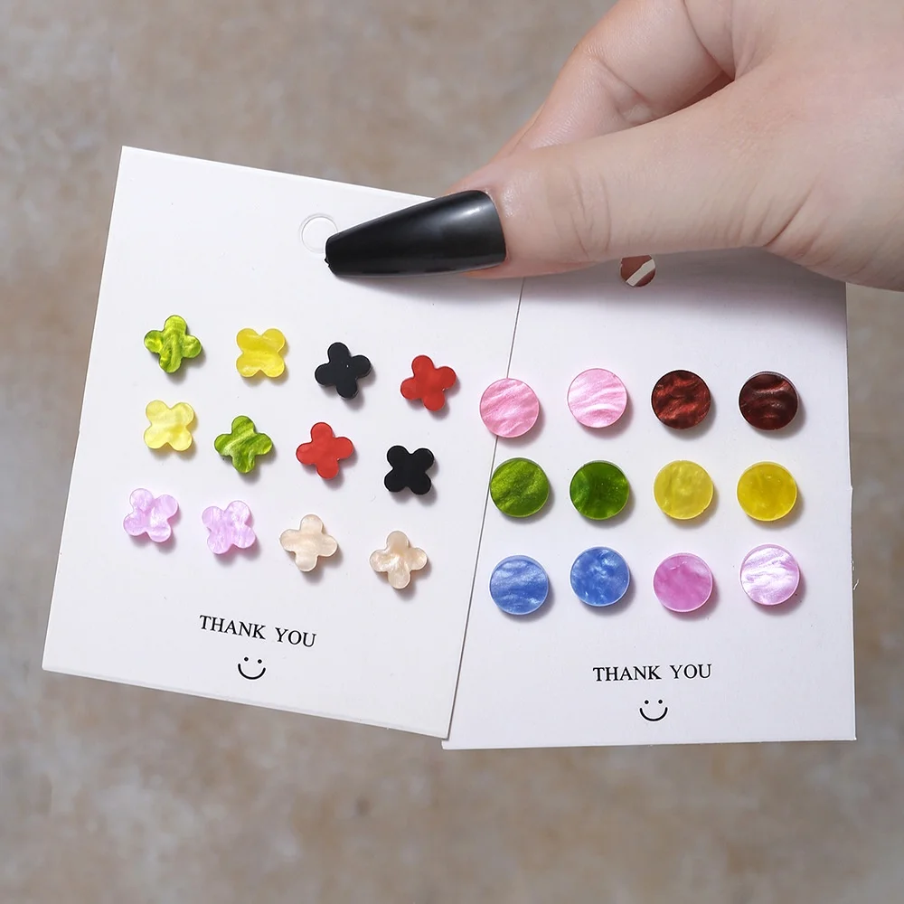

6Pairs/Set Colorful Geometry Resin Earrings Set for Women Girl Sweet Accessories Gifts