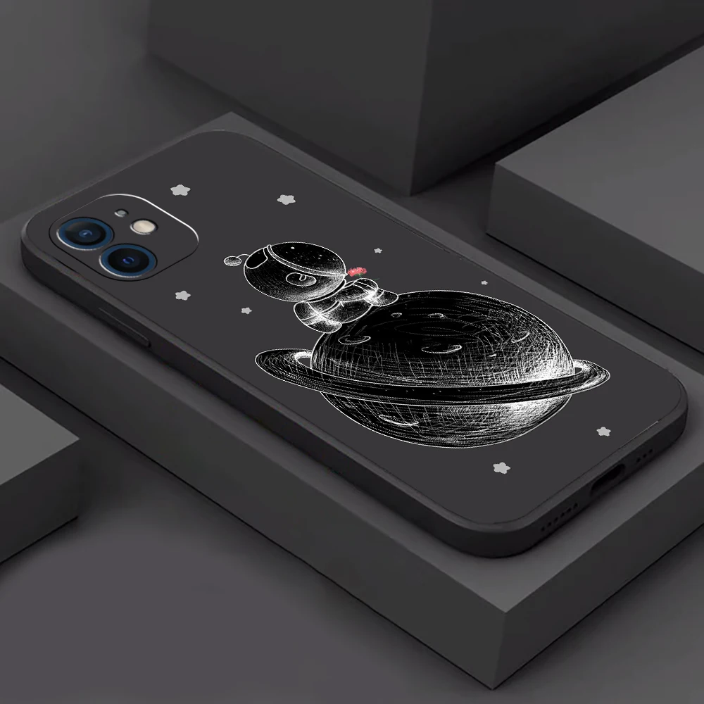 

Lovers' Cases For iPhone 11 12 13 Pro Max Mini Pro Max X XR XS Max SE 2020 8 7 6 6S Plus Black Astronauts Soft Silicone Cover