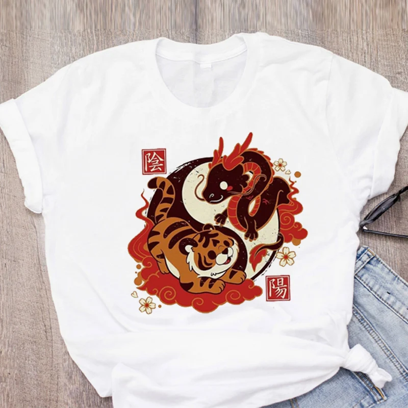 

New Summer Women Tops Cartoon Tiger Graphic Printed T Shirt Fashion Round Neck Woman Clothing Short Sleeve Tshirts Tees