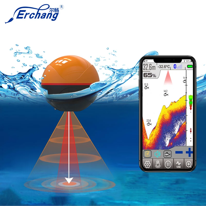 Erchang F68 беспроводной рыболокатор Sonar Портативный двухлучевой Частотный эхолот