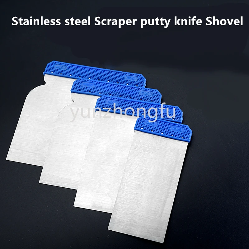 

4 Stainless Steel Scraper Putty Knife Wall Plastering Cleaning Shovel Construction Hand Tools