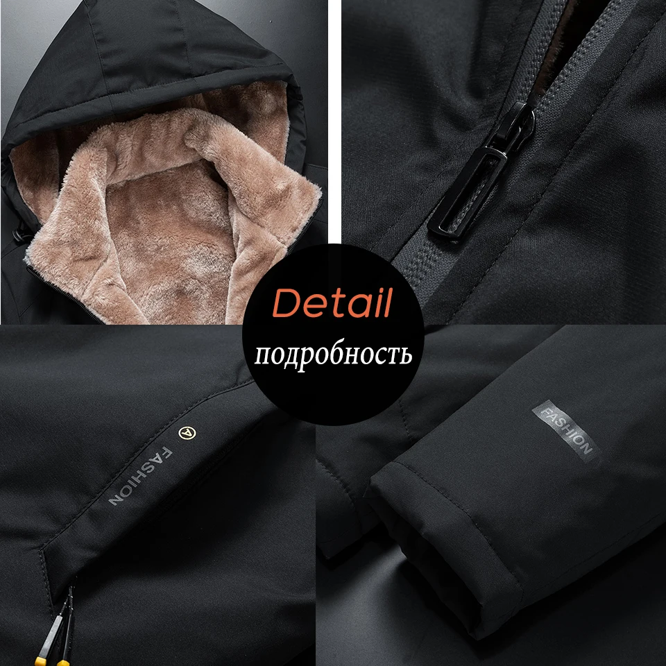 Men Winter New Casual Classic Warm Thick Fleece Parkas Jacket Coat Men Autumn Fashion Pockets Windproof Parka Men Plus Size 5XL