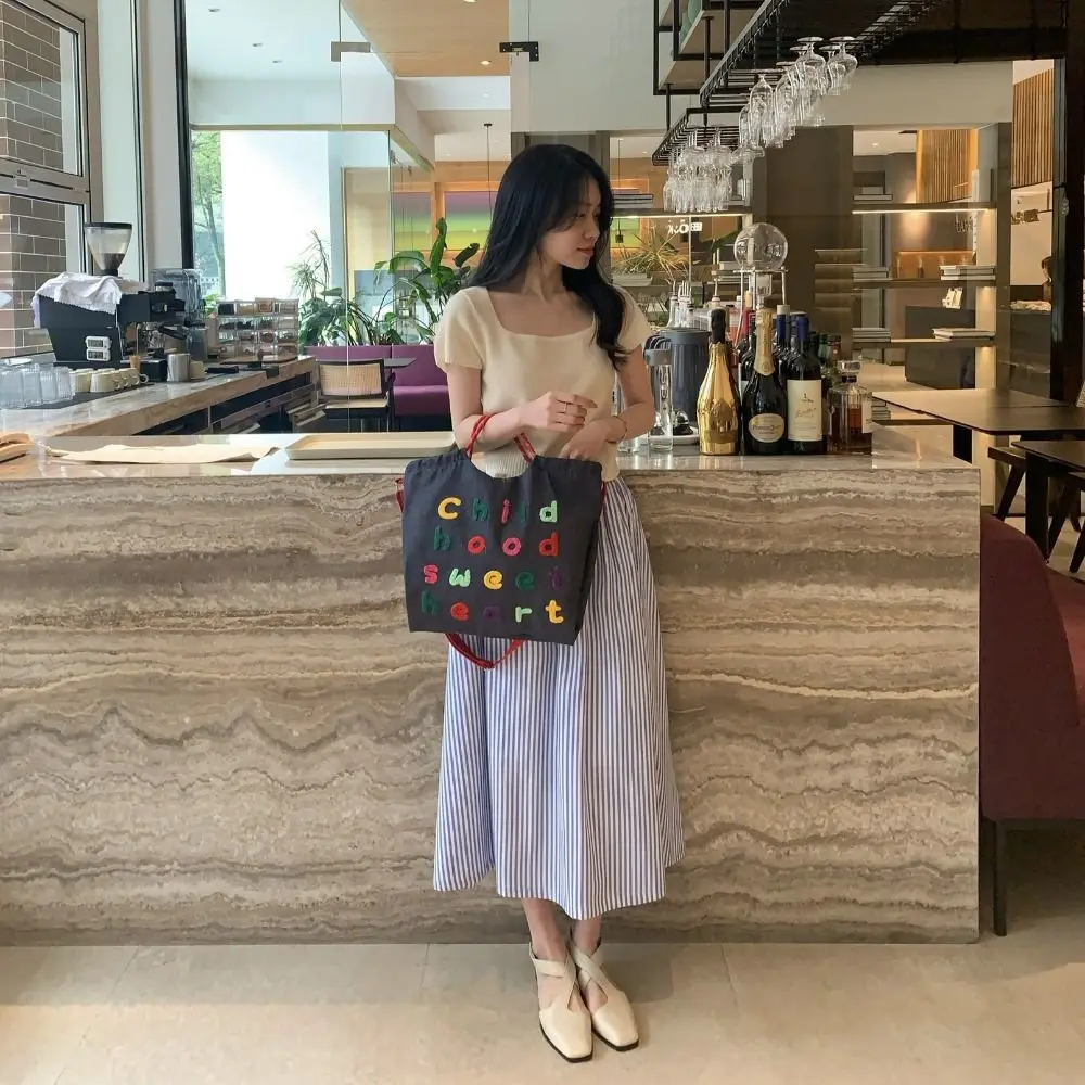 Повседневная сумка из джинсовой ткани с вышивкой букв нейлоновая женская