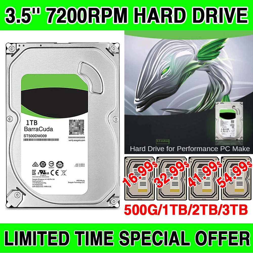 500GB 1000G 3.5''Inch 1T 2T 3T 4T Internal Mechanical Hdd Hard Disk Drive SATA3 64M 6Gb 7200RPM Monitor CCTV DVR NVR PC Computer