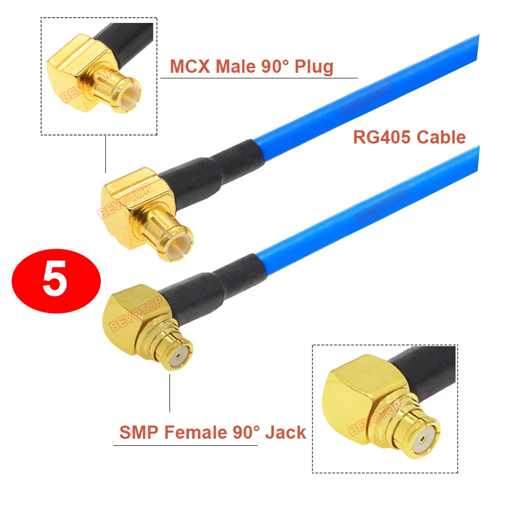 Кабель MCX на SMP RG405 штекер штекер/гнездо джемпер высокочастотный 086 Pigtail BEVOTOP 1 шт.