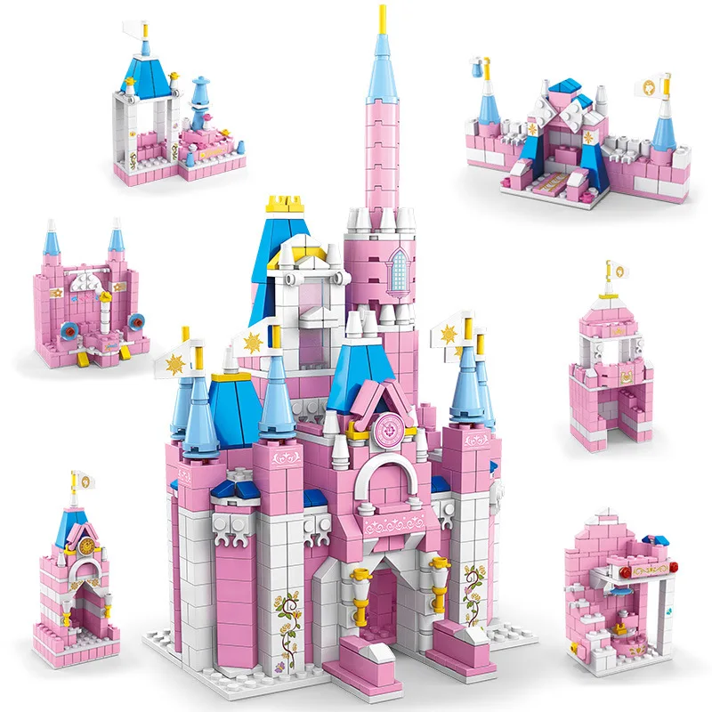 1000PCS Princess Castle Building Blocks Friends Pink Dream House Summer Holiday Villa Ideas Bricks Educational Toys for Children - купить по