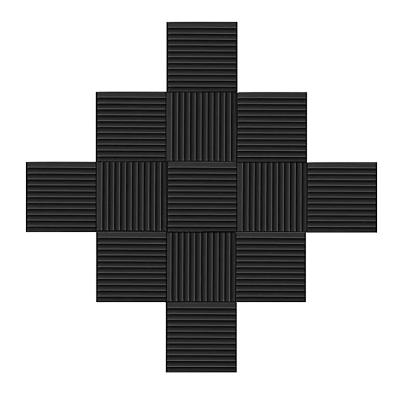 

12 в упаковке, искусственная кожа, 12 дюймов X 12 дюймов X 1 дюйм. Без запаха и быстрое восстановление, Звукоизолирующие настенные панели (черные)