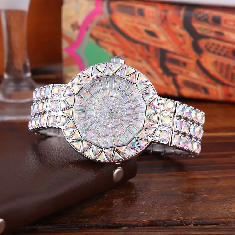 New Big Dial Women Watches Fashion Ladies Quartz Watch Luxury Rhinestone Business Waterproof WristWatch Colorful Diamond Clocks