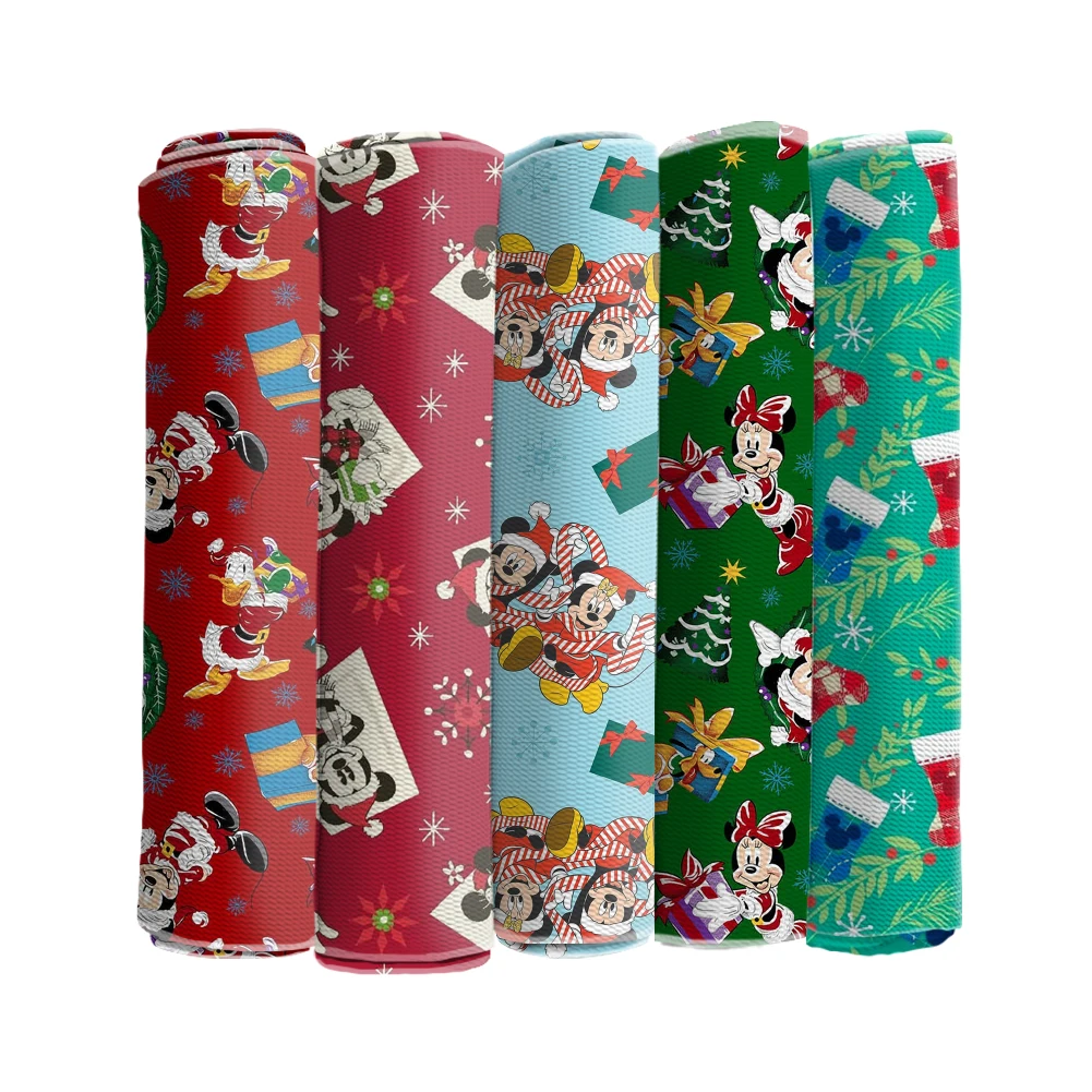 

50*145cm Printed Christmas Disney Mickey Minnie Bubble Fabric for Patchwork Quilting Fabrics Needlework DIY Cloth Sewing