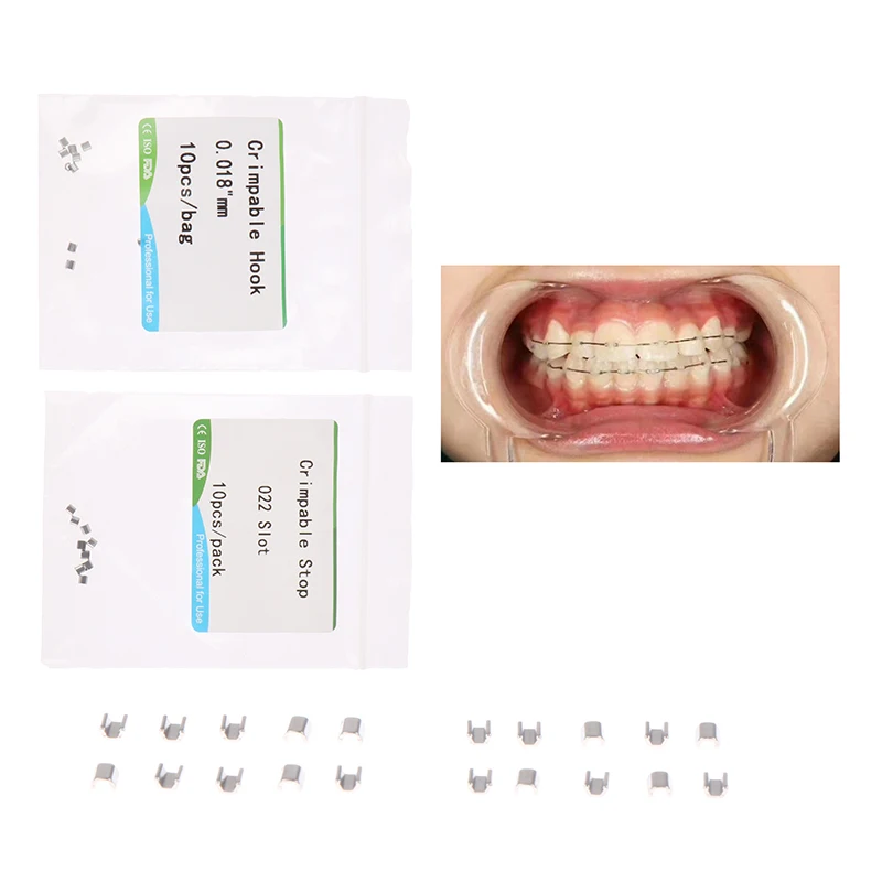 

10 шт. Стоматологические Ортодонтические обжимные крючки для ограничения металлической стопоры Для арки проволочный кронштейн 0,018 0,022