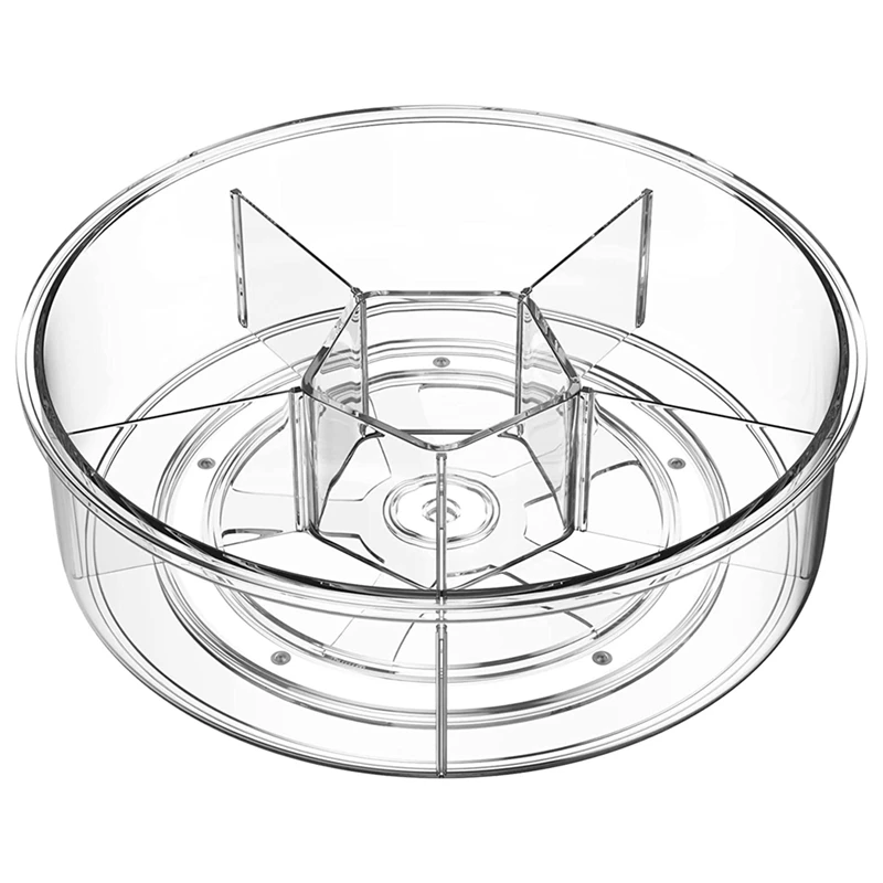 

Clear Acrylic Large Lazy Susan Organizer Turntable Organizer With Dividers,For Cabinet Bathroom Refrigerator Kitchen