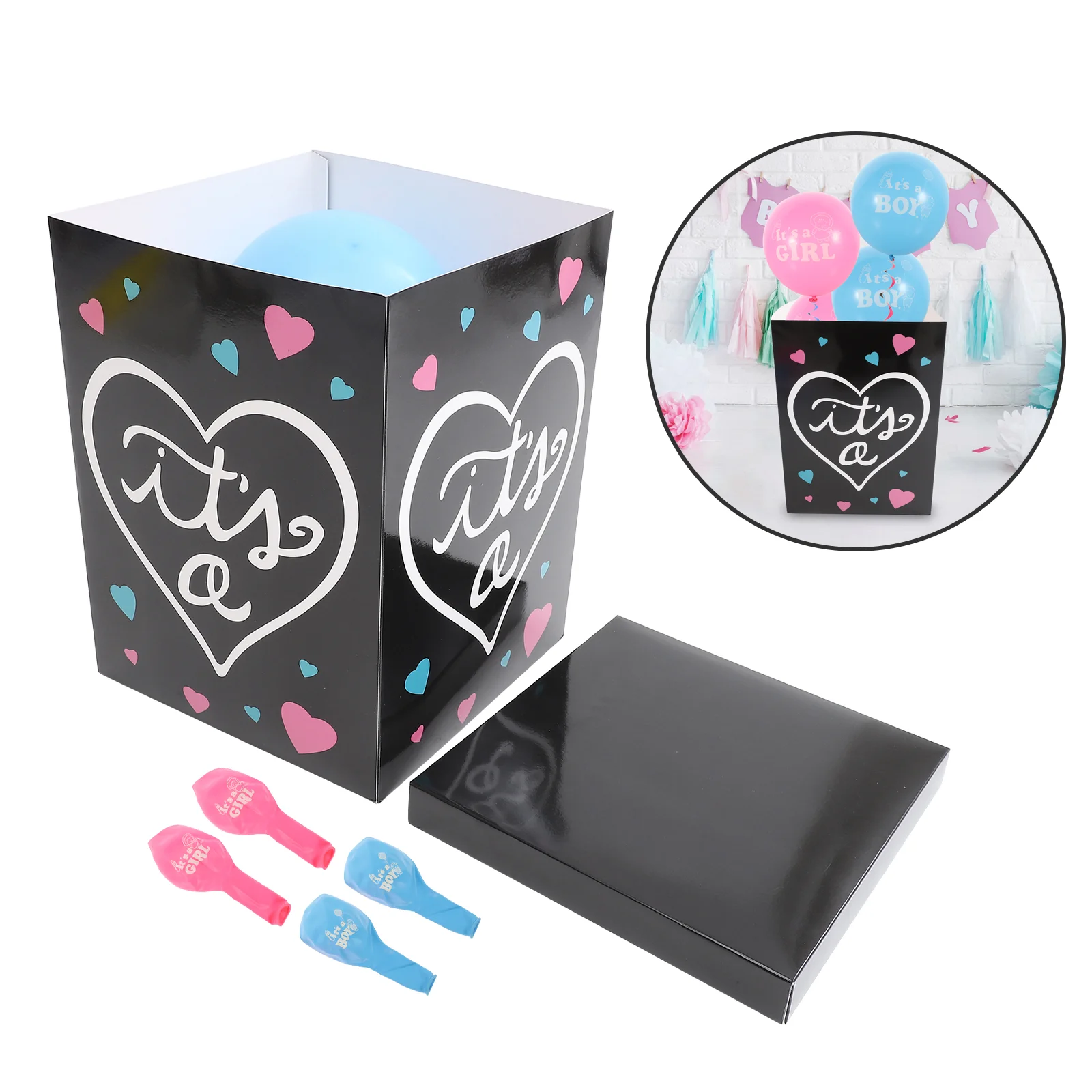 

1 Set of Gender Reveal Party Box Gender Reveal Balloons Box Paper Balloons Box for Baby Shower