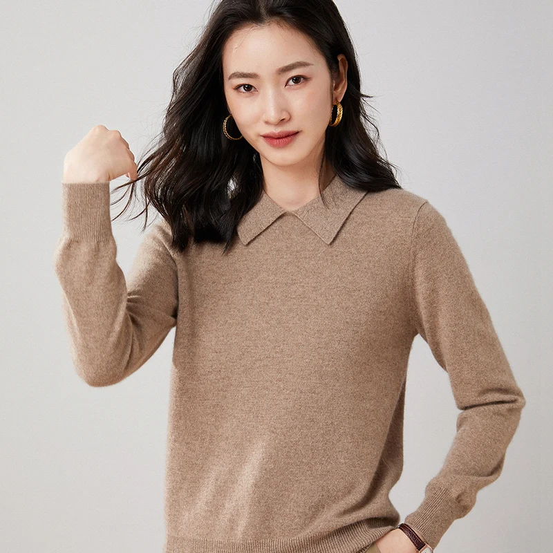 

Hot Sale New Women's Sweaters 100% Pure Cashmere Sweater Knitted Pullovers Fashion 2022 Winter Turn-down Collar Soft Warm Knitwe