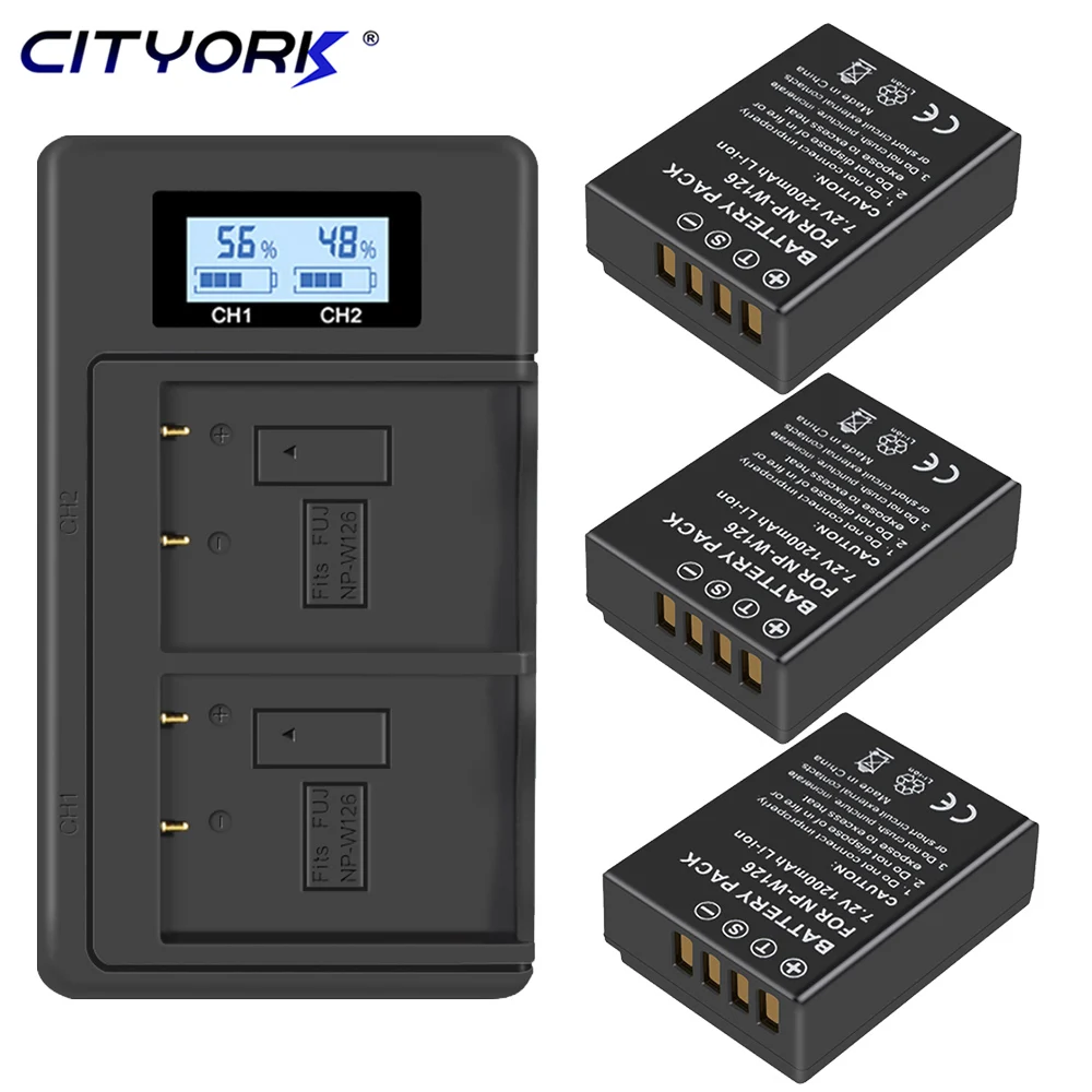 CITYORK 1200mA np w16 NP-W126 NPW126 батареи + зарядное устройство с ЖК-экраном для Fujifilm Fuji X-Pro1 XPro1