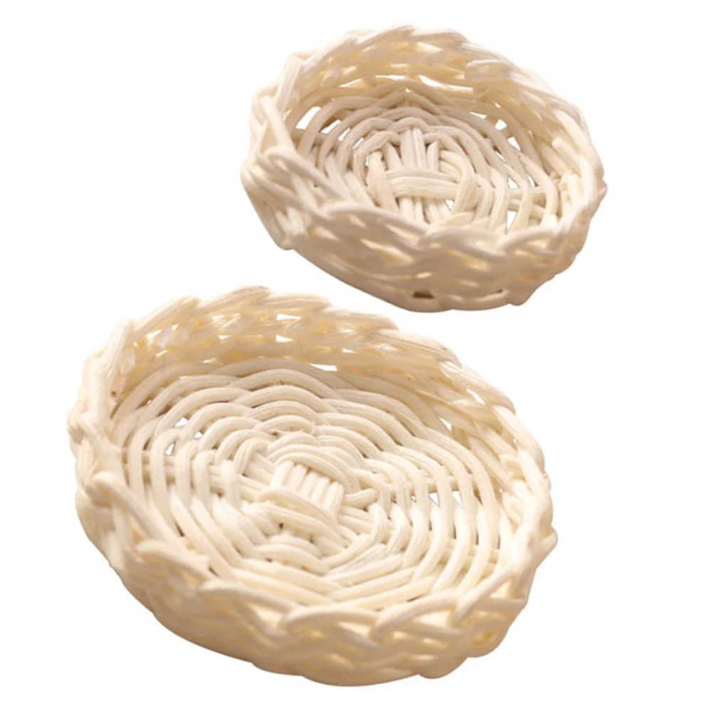 

2Pcs Miniature Woven Basket Dolls House Mini Picnic Baskets Micro Landscape Baskets