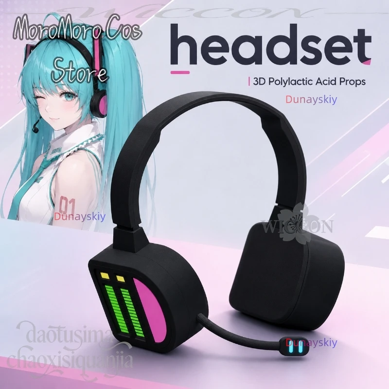 Фото Имитация наушников Mikuuuu из 3D полимолочной кислоты, аксессуары для косплея, вечеринок, аниме, игр, Project Sekai, головные уборы, наушники, Хэллоуин №1