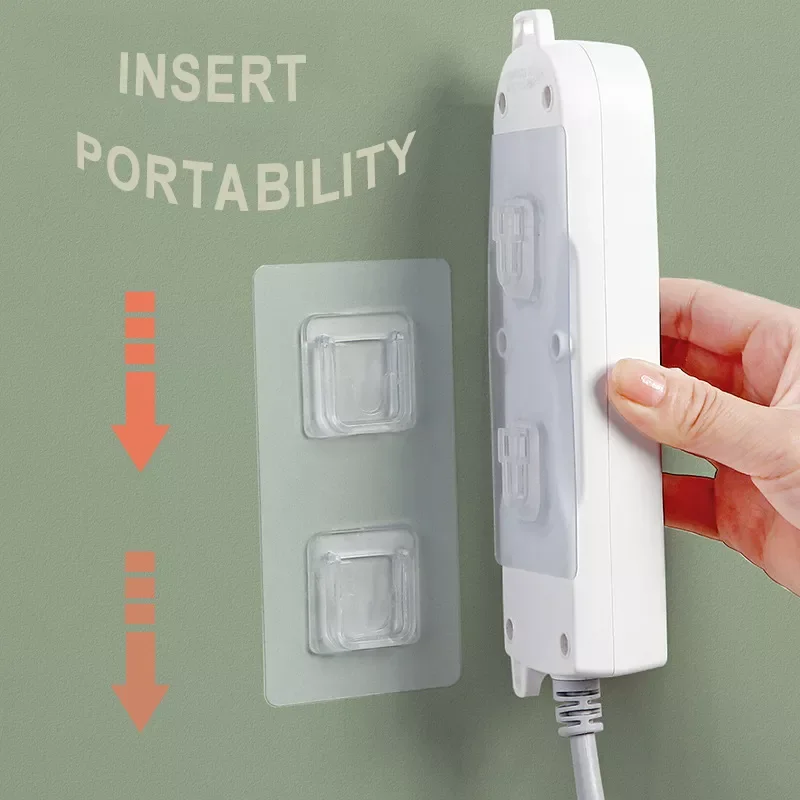

Double-Sided Holder Wall Mounted Wire Storage Row Socket Holder Adhesive Sucker Traceless Storage Holder Kitchen Bathroom