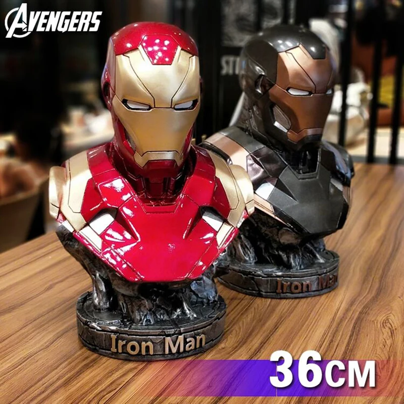 

Avengers Iron Man Bust Model Spiderman Thanos Leopard GK Resin Action Figures Toy MK46 Statue 36cm Figurine Room Decor Gifts