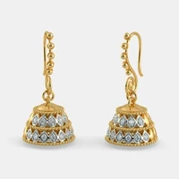 fashion creative inlaid zircon earrings for women vintage gold color umbrella shape buddha bell ear hook female wedding jewelry