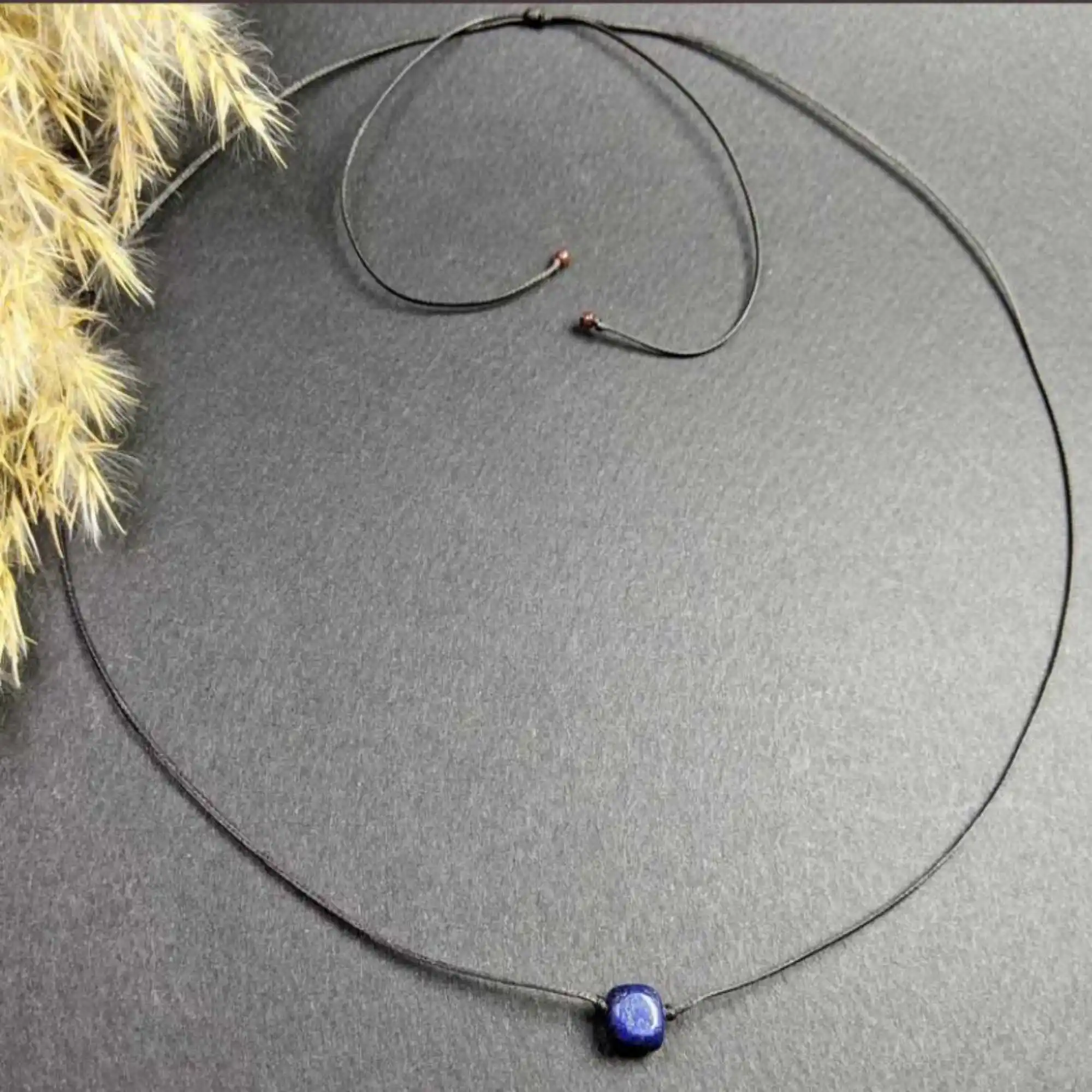 

Natural knot square Lapis Lazuli gemstone pendant necklace Yoga Gift Dark Matter Handmade All Saints' Day Colorful Emotional