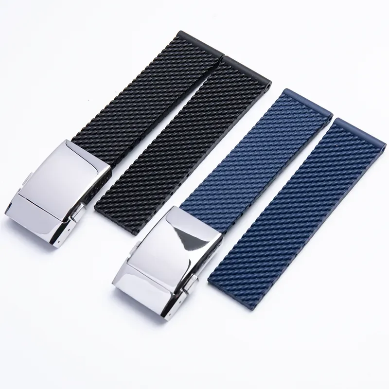 

22mm 24mm Black Dark Blue Soft Silicone Rubber WatchBand Bracelet Fit For Breitling Strap For navitimer/Avenger/Superocean