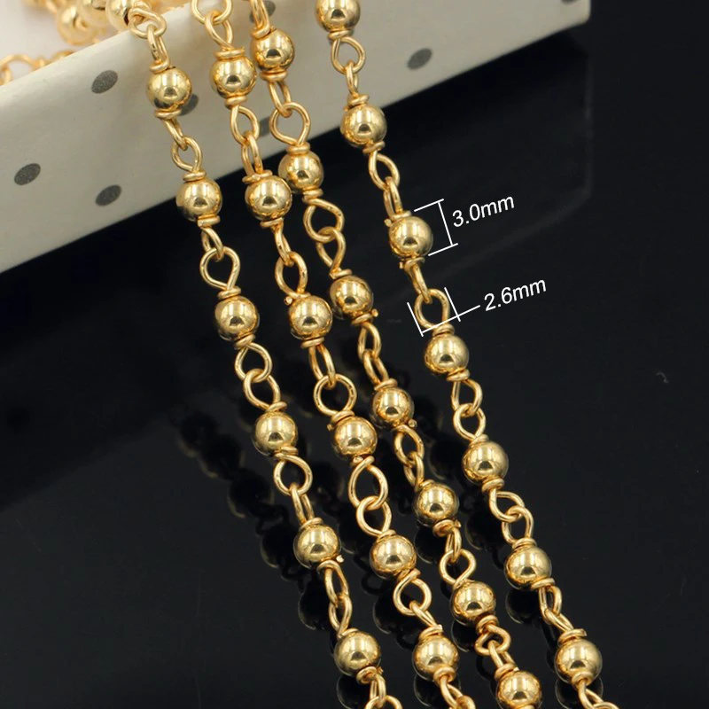 14-каратное золото цепочка из бисера позолоченная шариковых бусин для