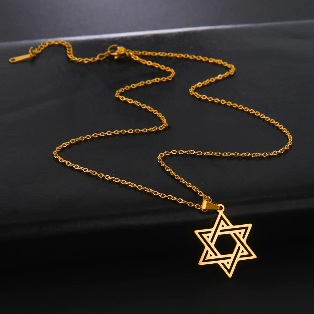 

COOLTIME Stainless Steel Star of David Pendant Necklace for Men Women Chain Necklace Jewlery Wholesale Valentine's Day Gift