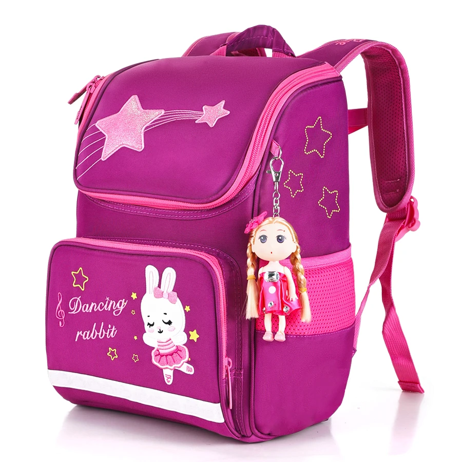 Kids New Primary Cute Dancing Rabbit School Bags for Girls Children Orthopedic School Backpack 1-3 Grade Bagpack Schoolbag