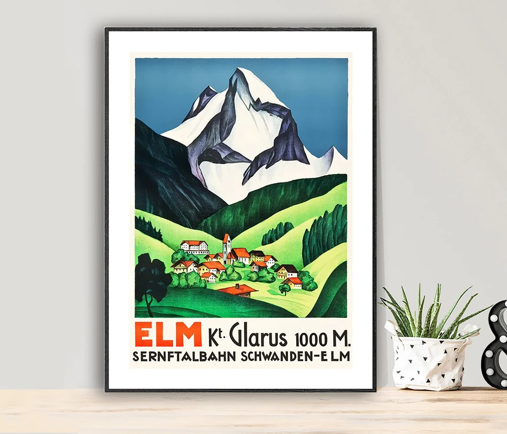 

Elm Glarus Швейцария винтажный постер для путешествий-постер бумага или холст печать/идея подарка/Настенный декор
