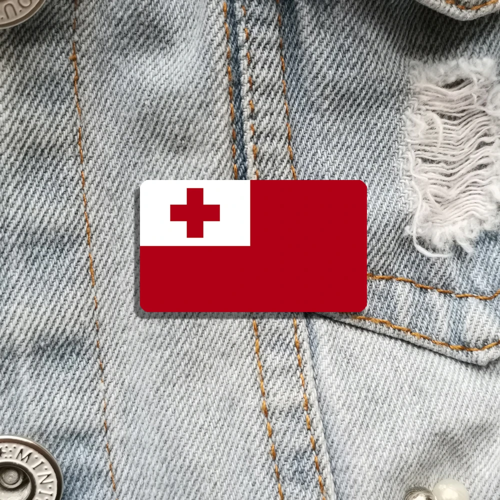 10 Pcs/Lot Flag of Tonga Flag Brooch Acrylic Vintage Art Lapel Pin Shirt Bag Accessory Acrylic Badge Patriotic Trinkets