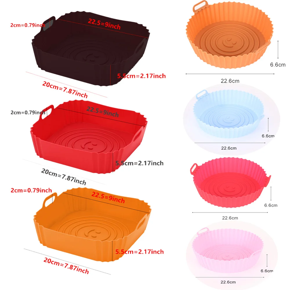 Air Fryer Silicone Baking Tray Reusable Basket Mat Non-Stick Round Microwave Pads Baking Mat Oven Air Fryer Liner Mold