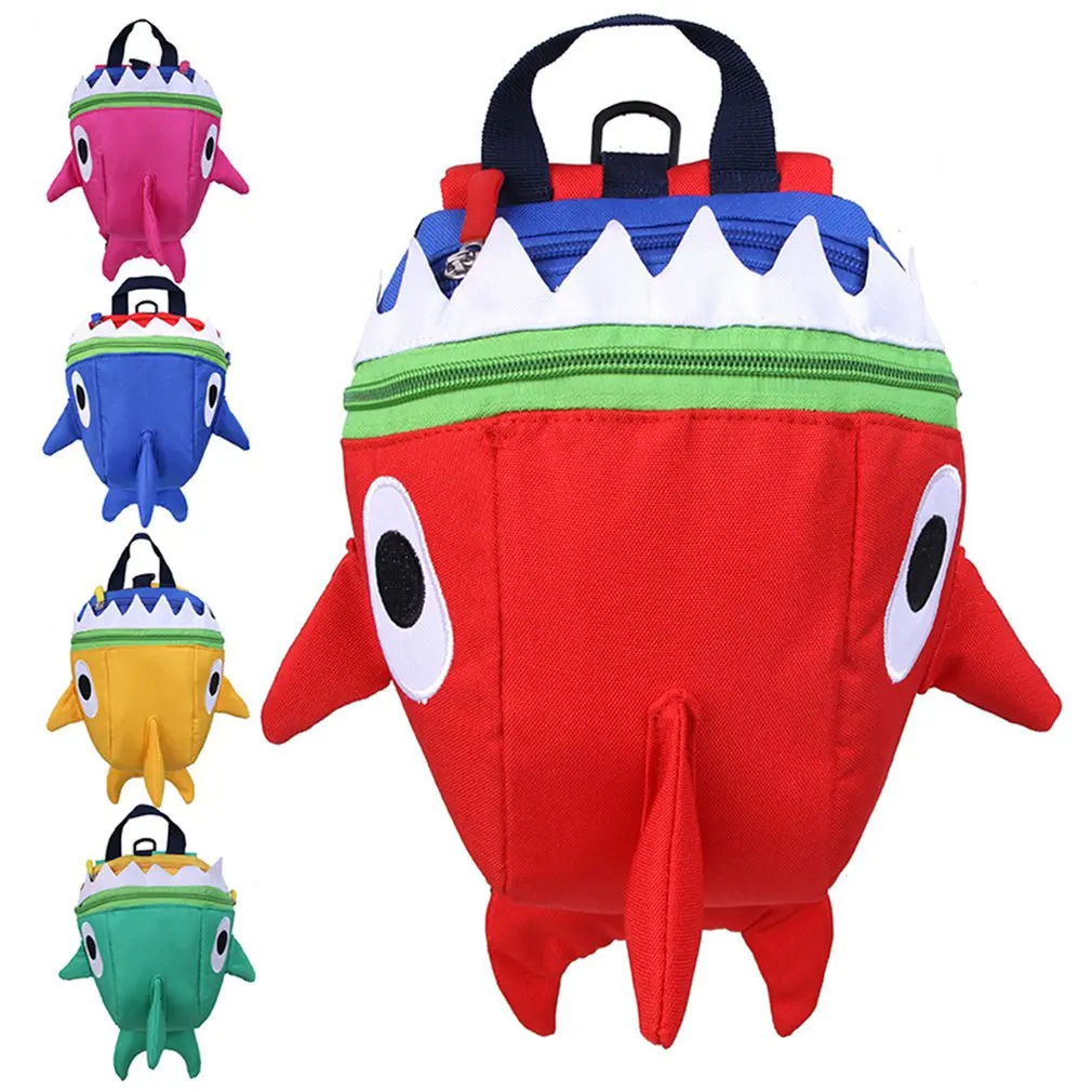 Детский рюкзак с милым принтом мультяшный динозавр Акула защита от потери для