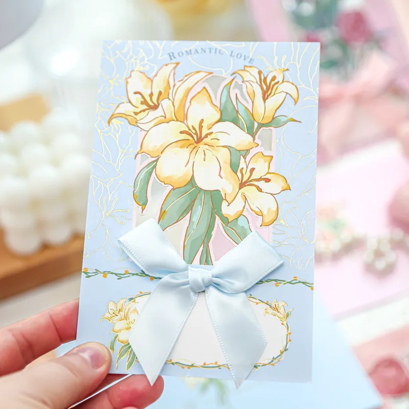 

DIY 3D поздравительная открытка с бумажными конвертами, маленькие свежие романтические растения и цветы, праздничная открытка для учителей, друзей