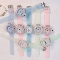 Girls Kids Children Luminous Student Colorful LED Light Women Lady Clock Silica Gel Watermelon Quartz Wrist Watch 6