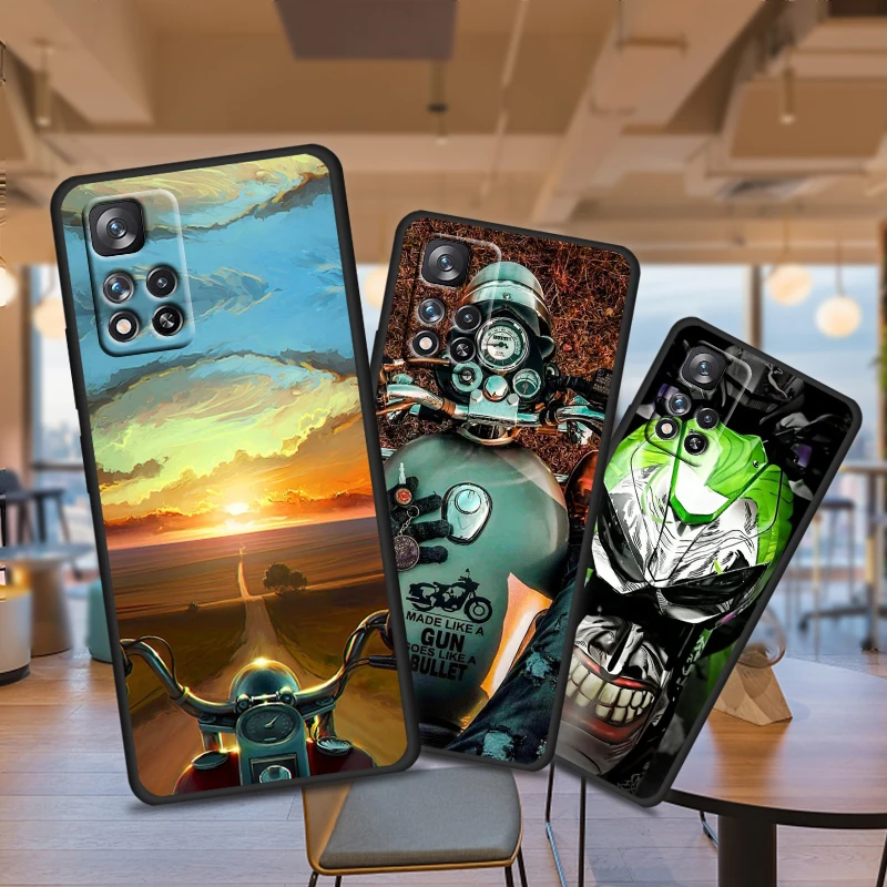 

Retro Moto Cross Motorcycle for Xiaomi Redmi Note 11 10 11T 10S 9 9S 8 7 5G 4G Soft Black Phone Case Fundas Coque Capa Cover