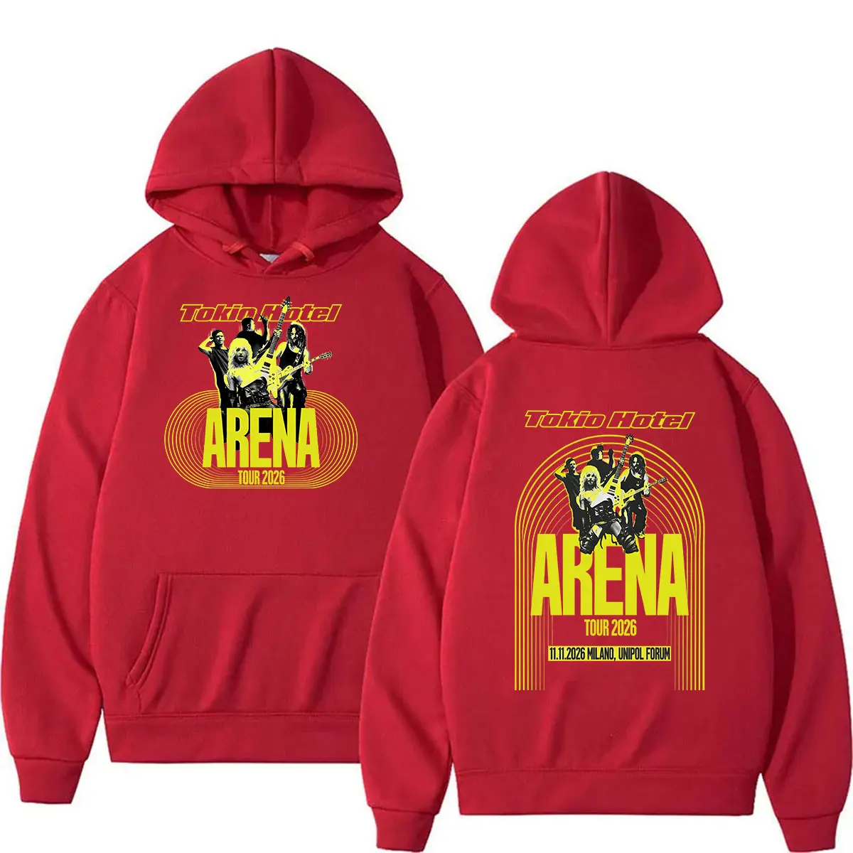 Фото Худи Tokio Hotel Arena Tour 2026, мужская винтажная модная толстовка оверсайз, хип-хоп панк пуловер, уличная одежда №3