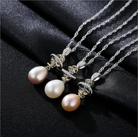 meibapjreal freshwater pearl multicolour water drop pendant necklace 925 solid silver fine jewelry for women