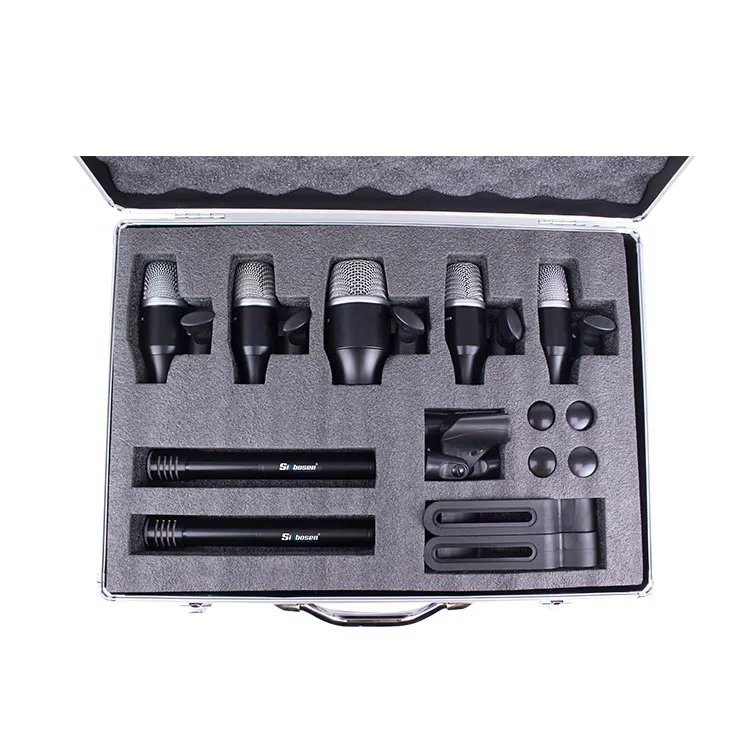 Professional Wired Recording Mic Q-904 7 Piece Drum Microphone Kit With Case