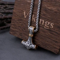stainless steel viking thors hammer necklace mens vintage anchor punk mixed gold pendant scandinavian jewelry as gift for men