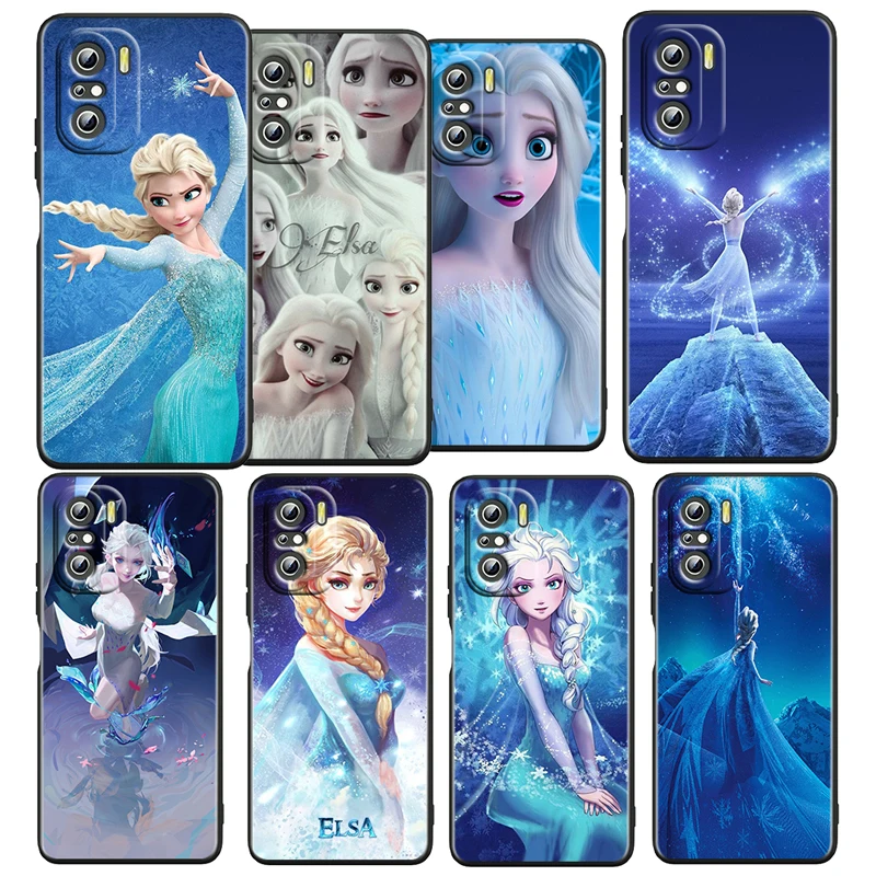 

Disney Princess Frozen Case For Xiaomi Redmi K50 K40 Gaming 11 Prime 10 10C 9AT 9C 9T 8 6A 4X 5G TPU Black Phone Cover Capa Core