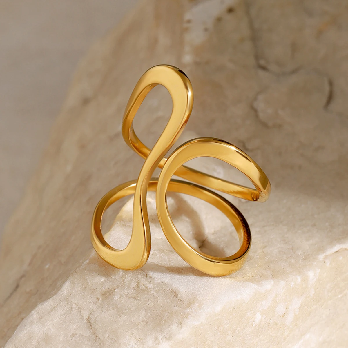 Фото Yori кольцо из нержавеющей стали новый дизайн металлическое 18 K PVD покрытое кольцо 2024 Colorfast популярное женское ювелирное изделие №4