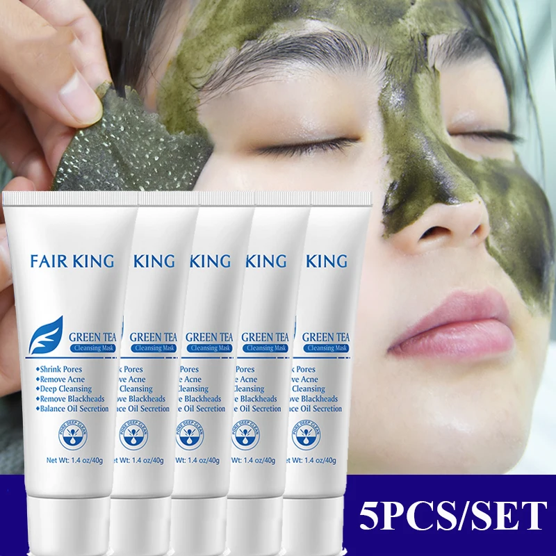 

5PCS Green Tea Blackhead Nose Mask Control Oil Mud Pores Shrink Health Repair Freckle Removal Dark Spot Mask Whitening Cream