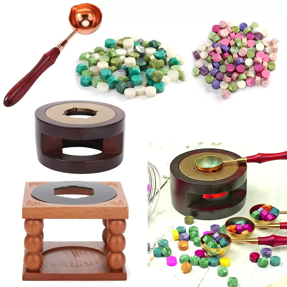 

NEW Retro Sealing Wax Furnace Stove Pot Wood Handle Sealing Wax Spoon for Wax Sealing Decorative Wax Stamp Craft Gift