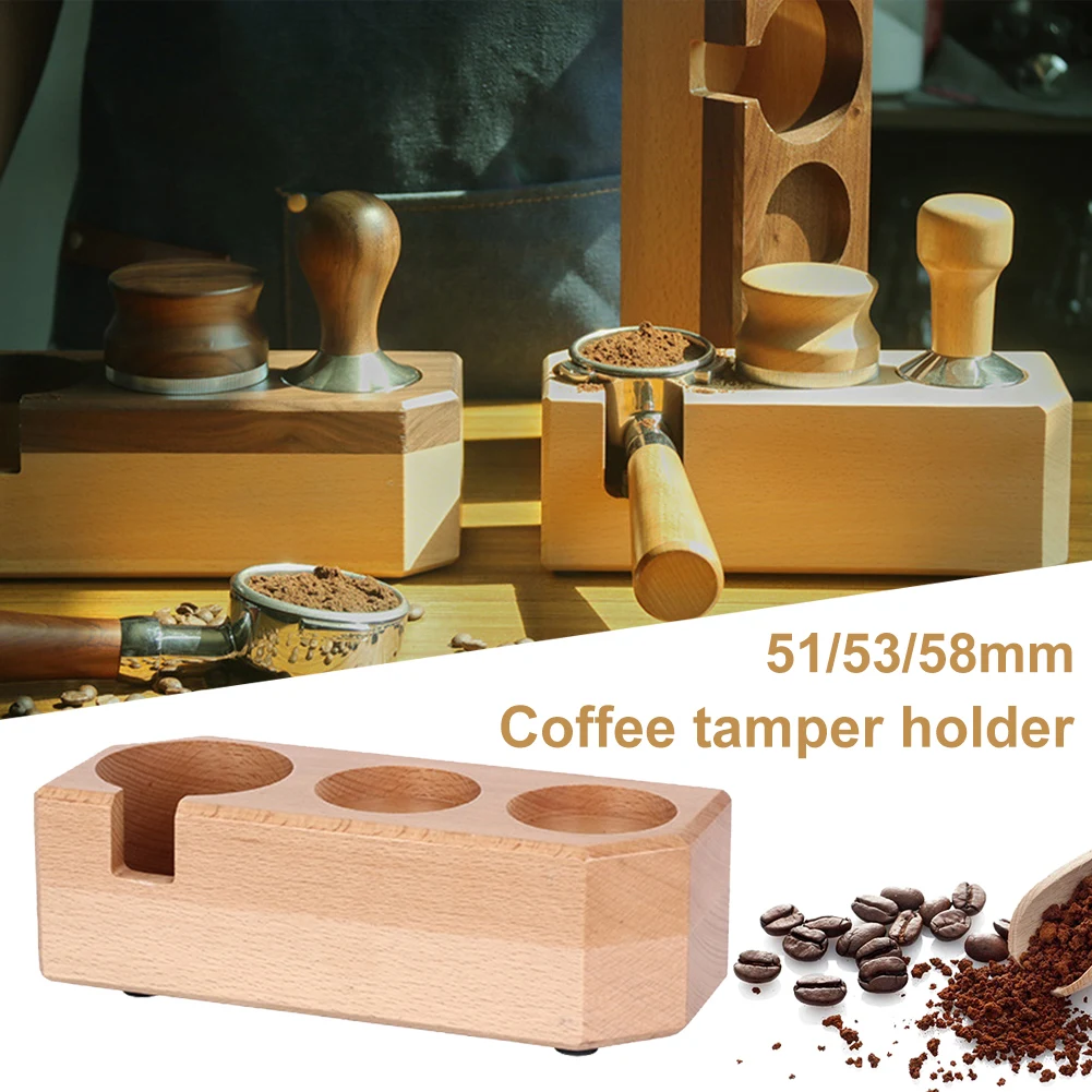 

51/53/58mm Wood Coffee Tamper Holder Espresso Tamper Mat Stand Wooden Base Distributor Portafilter Mat Rack Barista Tamper