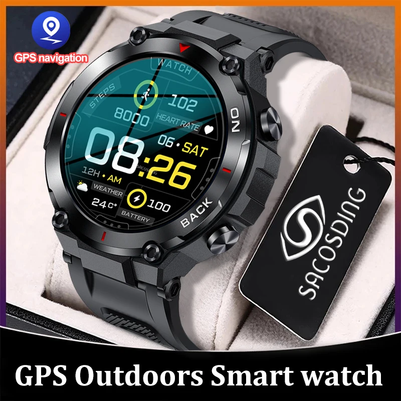 

New GPS Position Smart Watch Military Outdoor Sport Fitness Super Long Standby Smartwatch Man 5ATM Swiming Man Watch For Xiaomi