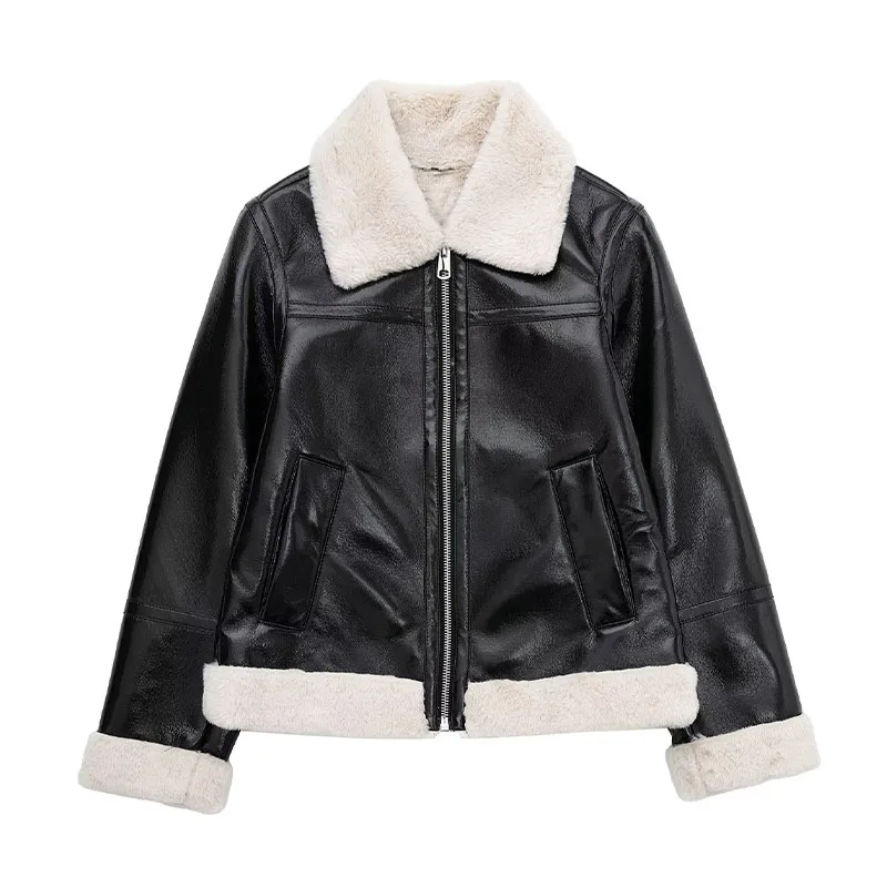 

Женская двухсторонняя куртка с длинным рукавом, с боковым карманом