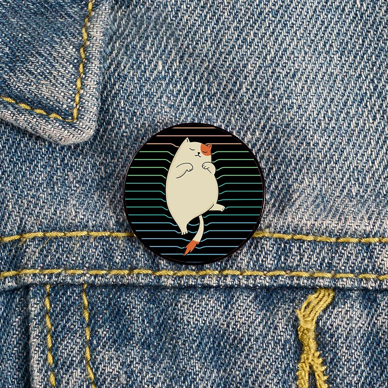 

Cat and lines Cat Pin Brooches Shirt Lapel teacher tote Bag backpacks Badge Cartoon gift brooches pins for women