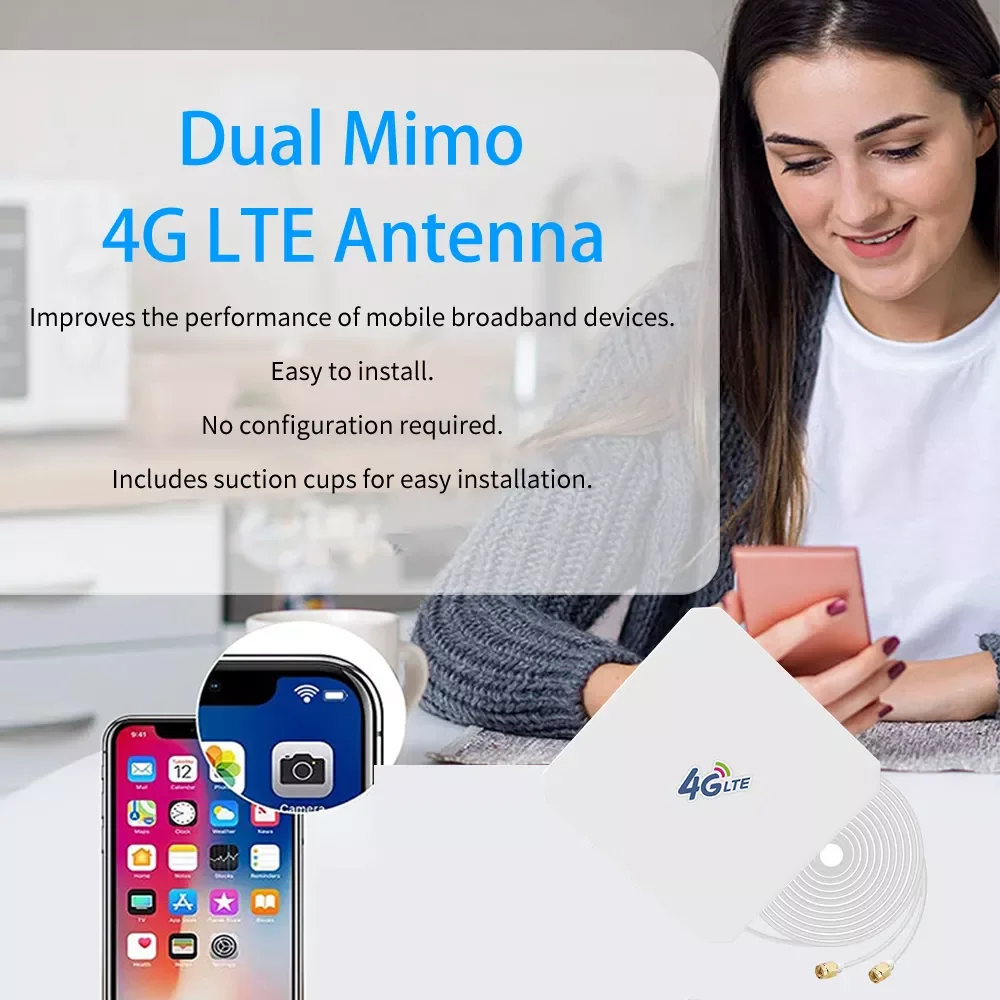 

LTE Antenna 35dBi Panel Antena with SMA TS9 CRC9 Male Connector 3m Cable for 4G Modem Router Adapter Connector Signal Zoom