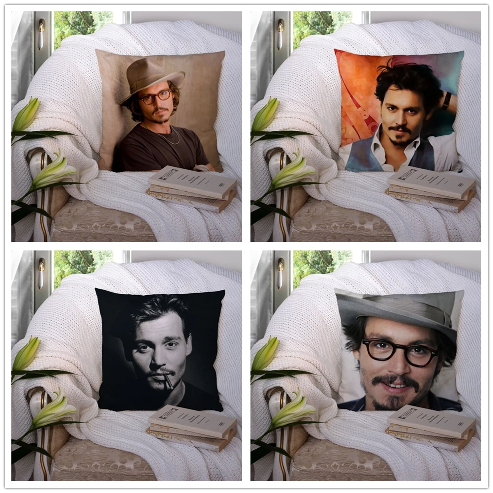 

Наволочка с квадратной подушкой Джонни Депп на заказ, наволочка из полиэстера и льна, бархатная наволочка с принтом на молнии, декоративная ...