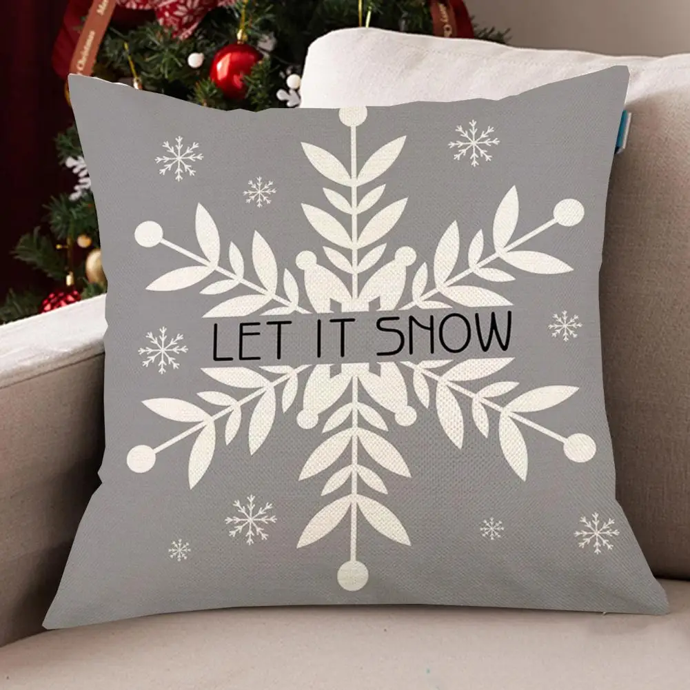 

Useful Cushion Cover Lightweight Comfortable Office Dorm Bar Christmas Pattern Throw Pillow Case Increase Atmosphere